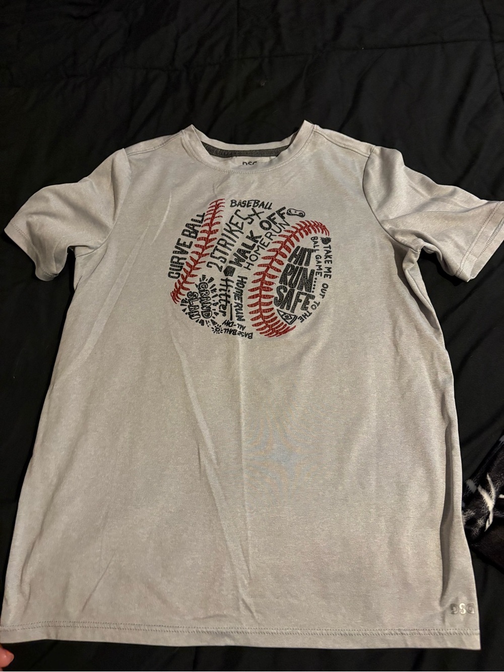 Gray Baseball Graphic Short-Sleeve Tee for Kids